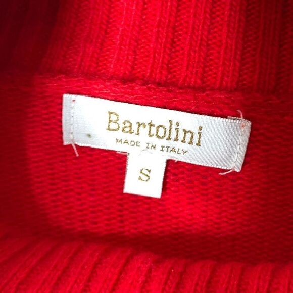 Bartolini Turtleneck Sweater Wool Blend Red High Low Slit size small - Picture 2 of 5